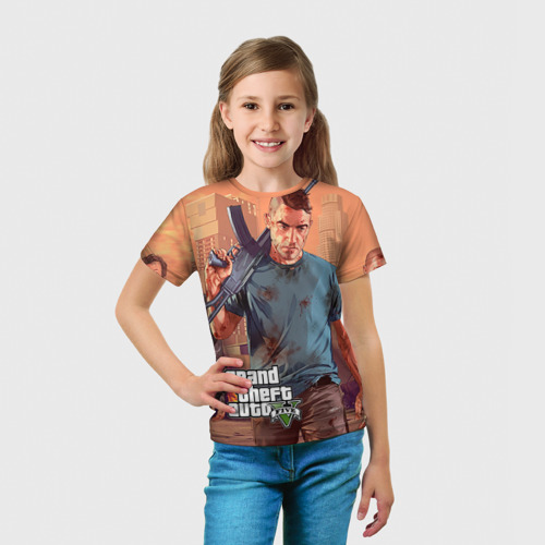 Детская футболка 3D с принтом GTA, вид сбоку #3