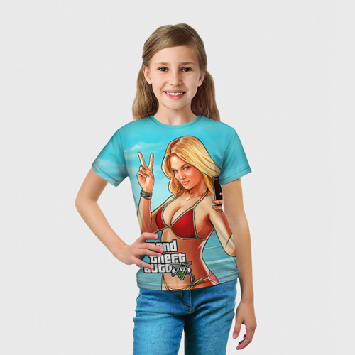 Детская футболка 3D с принтом GTA, вид сбоку #3