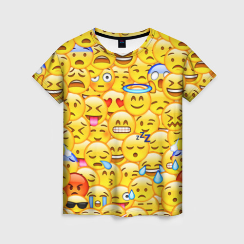 Женская футболка 3D с принтом Emoji, вид спереди #2