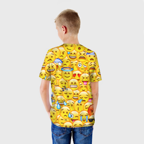 Детская футболка 3D с принтом Emoji, вид сзади #2