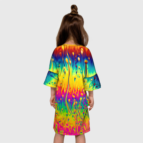 Детское платье 3D с принтом Tie dye, вид сзади #2