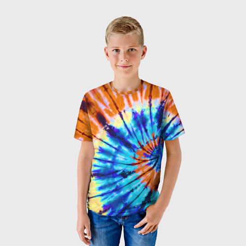 Детская футболка 3D с принтом Tie dye, фото на моделе #1