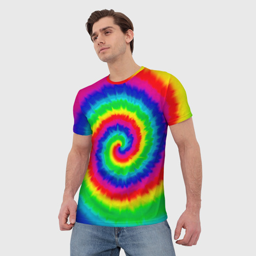 Мужская 3D футболка с принтом Tie dye, фото на моделе #1