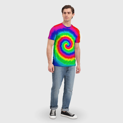 Мужская 3D футболка с принтом Tie dye, вид сбоку #3