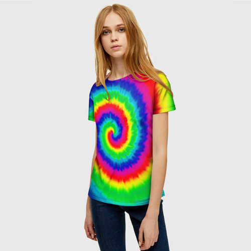 Женская футболка 3D с принтом Tie dye, фото на моделе #1