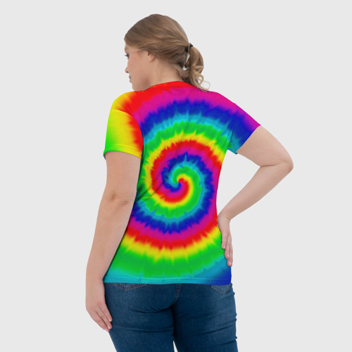 Женская футболка 3D с принтом Tie dye, вид сзади #2