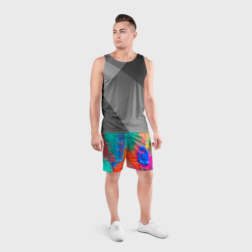 Мужские шорты спортивные с принтом Абстракция красок, вид сбоку #3