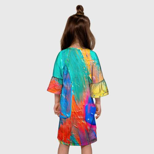 Детское платье 3D с принтом Абстракция красок, вид сзади #2