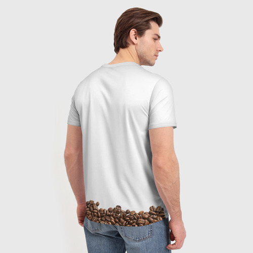 Мужская футболка 3D с принтом Сова из кофе, вид сзади #2