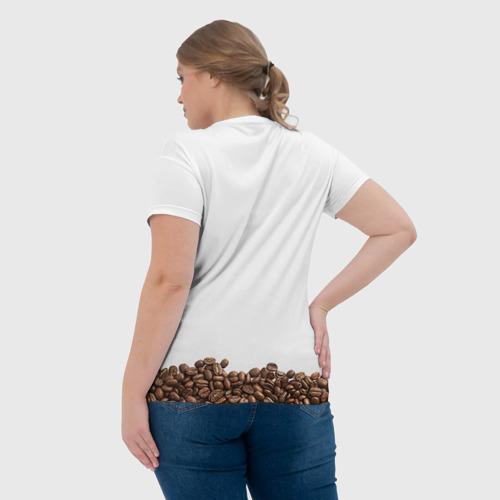 Женская футболка 3D с принтом Сова из кофе, вид сзади #2