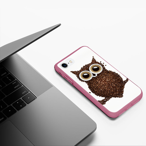 Чехол для iPhone 7/8 матовый с принтом Сова из кофе, фото #5