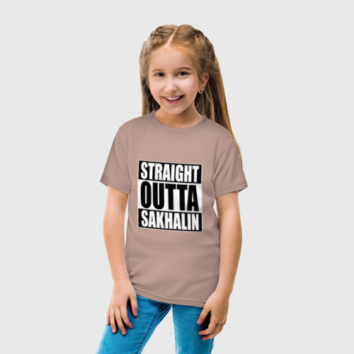 Детская футболка хлопок с принтом Прямиком из Сахалина, вид сбоку #3