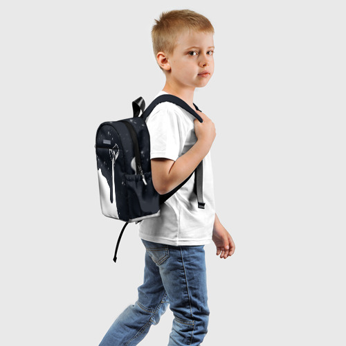 Детский рюкзак 3D с принтом Черно-белый, вид сзади #1