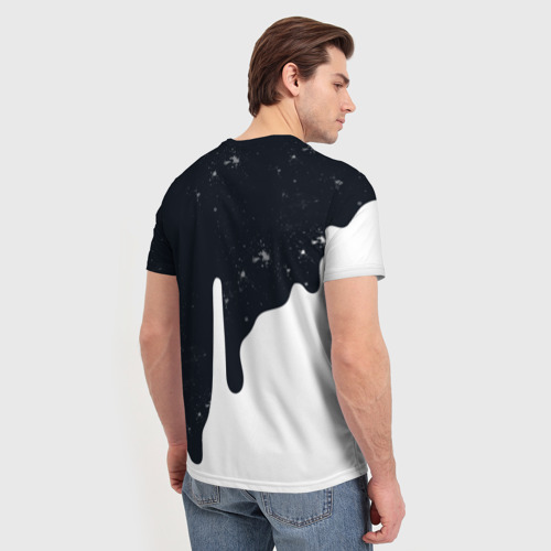 Мужская 3D футболка с принтом Черно-белый, вид сзади #2