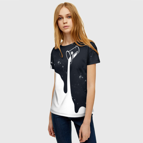 Женская футболка 3D с принтом Черно-белый, фото на моделе #1