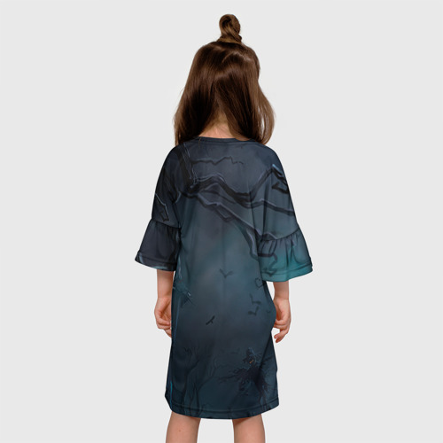 Детское платье 3D с принтом Тыква, вид сзади #2
