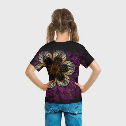 Детская футболка 3D с принтом Цветочная абстракция, вид сзади #2