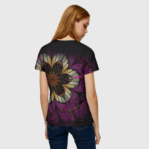 Женская 3D футболка с принтом Цветочная абстракция, вид сзади #2