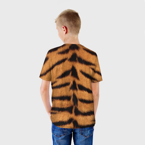 Детская футболка 3D с принтом Тигр, вид сзади #2