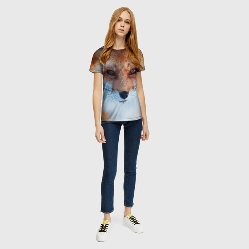 Женская футболка 3D с принтом Лиса, вид сбоку #3