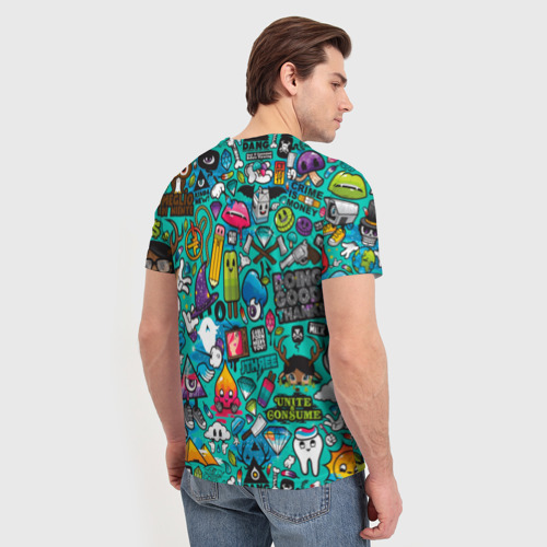 Мужская футболка 3D с принтом Стикербомбинг, вид сзади #2