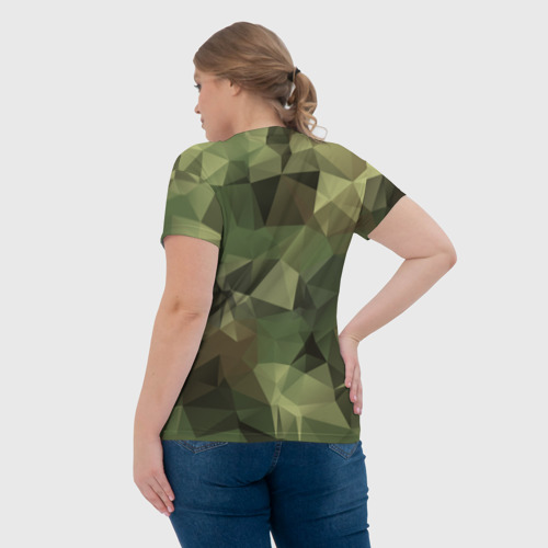 Женская футболка 3D с принтом Камуфляж, вид сзади #2