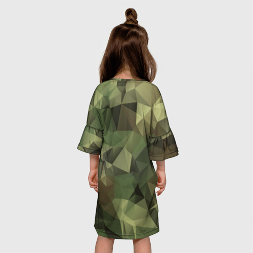 Детское платье 3D с принтом Камуфляж, вид сзади #2