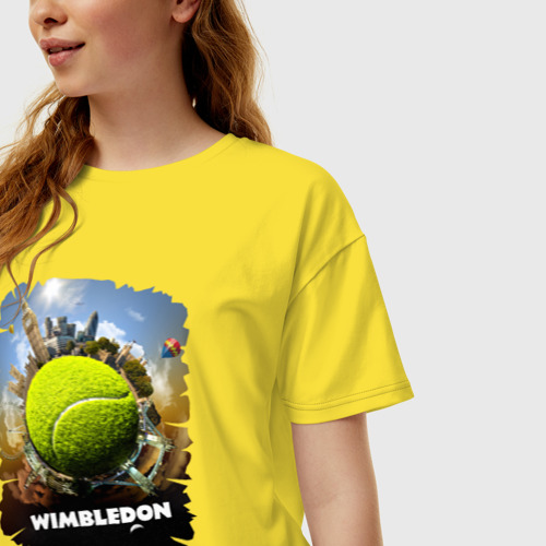 Женская футболка хлопок Oversize с принтом Уимблдон Wimbledon, фото на моделе #1
