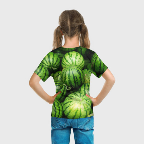 Детская футболка 3D с принтом Арбузы, вид сзади #2