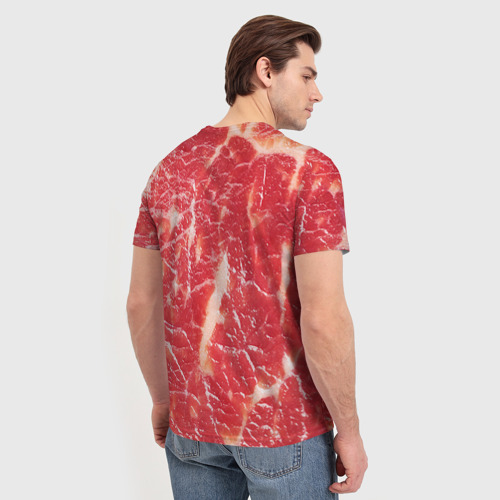 Мужская футболка 3D с принтом Мясо, вид сзади #2