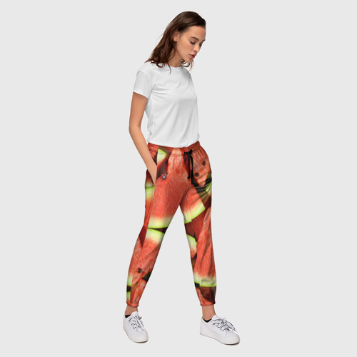 Женские брюки 3D с принтом Дольки арбуза, вид сбоку #3