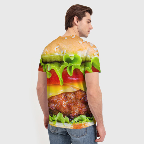Мужская футболка 3D с принтом Гамбургер, вид сзади #2