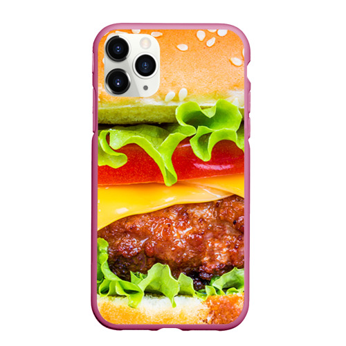 Чехол для iPhone 11 Pro матовый с принтом Гамбургер, вид спереди #2