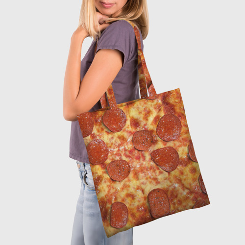 Шоппер 3D с принтом Пицца, фото на моделе #1