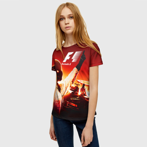 Женская футболка 3D с принтом Формула 1, фото на моделе #1