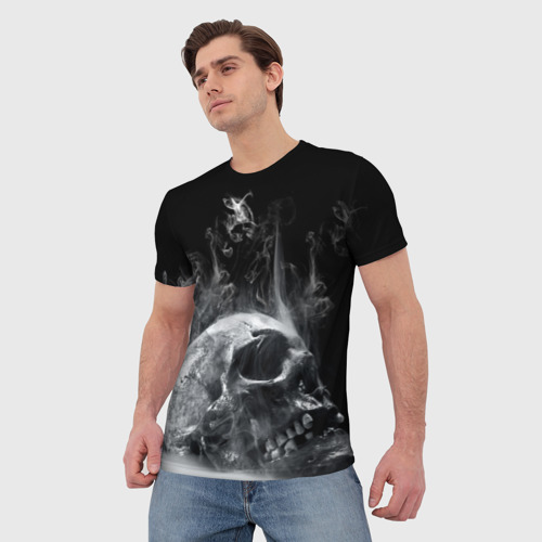 Мужская футболка 3D с принтом Skull, фото на моделе #1