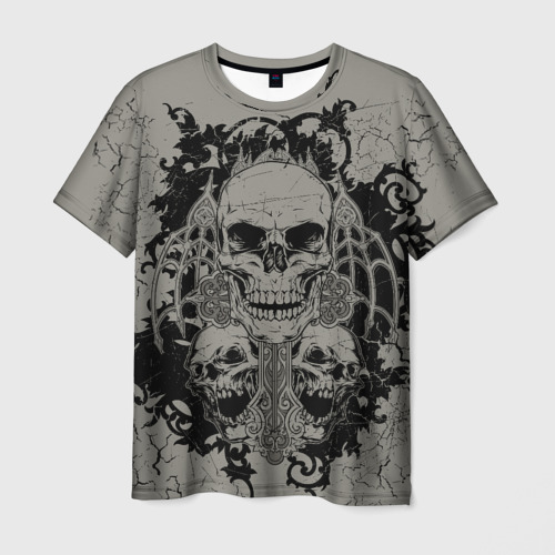 Мужская футболка 3D с принтом Skulls, вид спереди #2