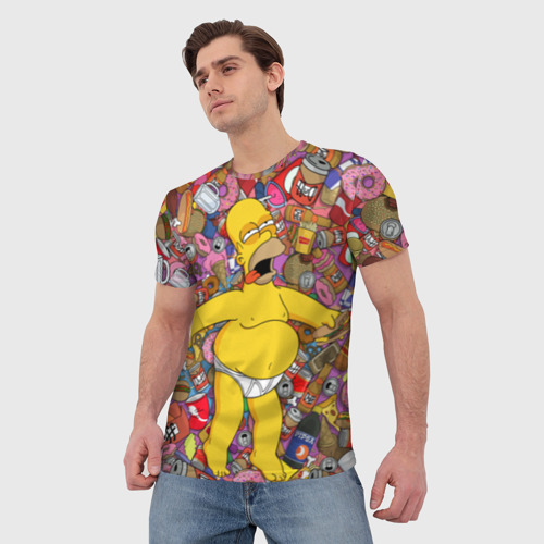 Мужская 3D футболка с принтом Гомер, фото на моделе #1
