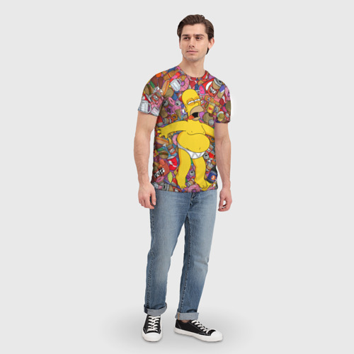 Мужская 3D футболка с принтом Гомер, вид сбоку #3