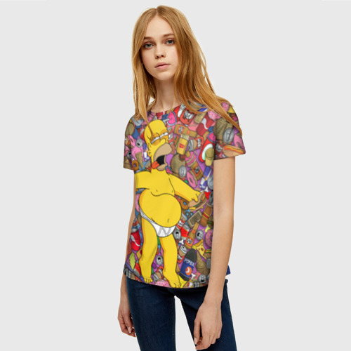 Женская футболка 3D с принтом Гомер, фото на моделе #1