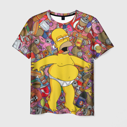 Мужская футболка 3D с принтом Гомер, вид спереди #2