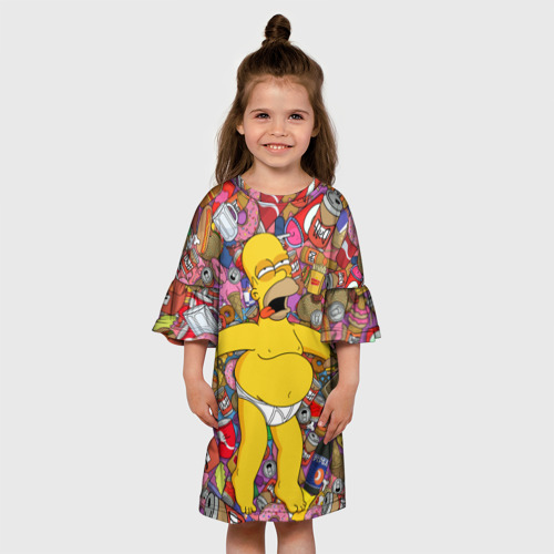 Детское платье 3D с принтом Гомер, вид сбоку #3