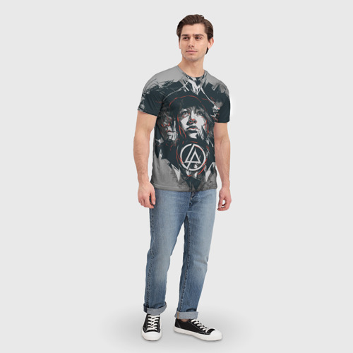 Мужская футболка 3D с принтом Linkin Park, вид сбоку #3