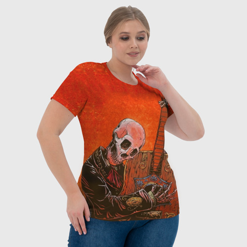 Женская футболка 3D с принтом Скелет с гитарой, фото #4