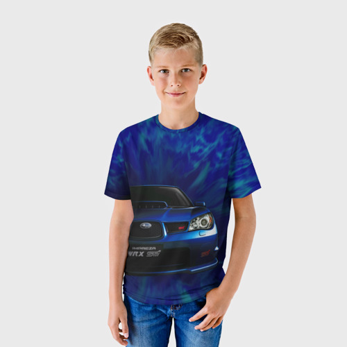 Детская футболка 3D с принтом Subaru, фото на моделе #1