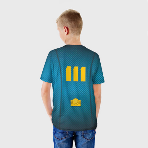 Детская 3D футболка с принтом Комбинезон Убежища 111, вид сзади #2