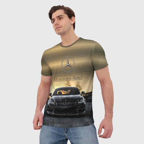 Мужская футболка 3D с принтом Mercedes, фото на моделе #1
