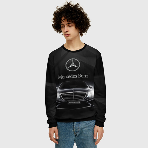 Мужской свитшот 3D с принтом Mercedes, фото на моделе #1