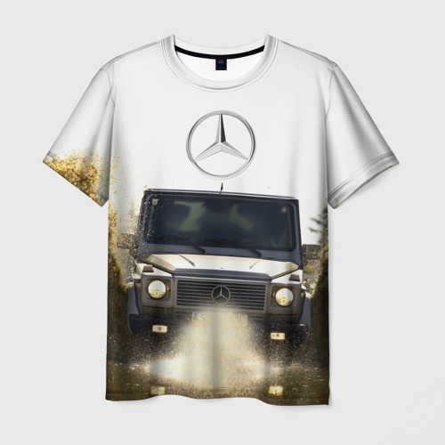 Мужская футболка 3D с принтом Mercedes, вид спереди #2