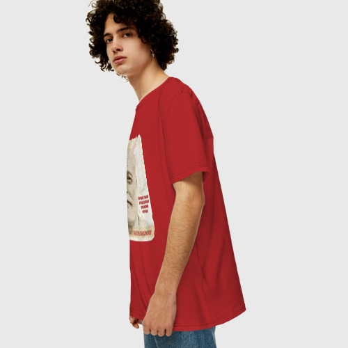 Мужская футболка хлопок Oversize с принтом Хемингуэй, вид сбоку #3